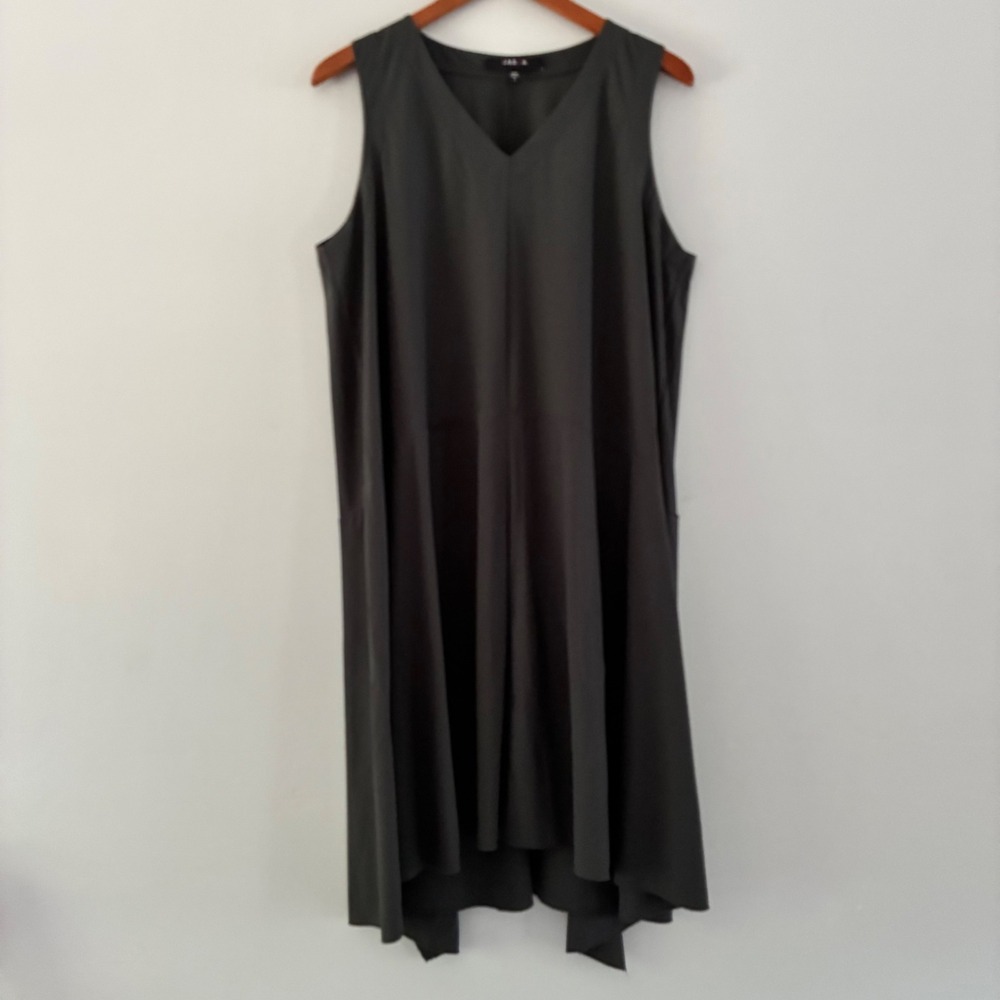 Jason by Comfy USA Dress L Asymmetrical Hem Made in USA Lagenlook Luxury Chic